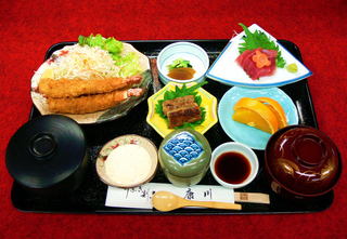 うなぎ割烹 康川 - エビフライ定食