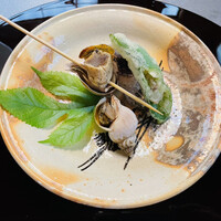 からすみ蕎麦 月と松 - 白バイ貝の壺焼き