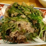 旬味ひげ - 2013.4霜降り牛しゃぶのツルムラサキソースがけ