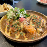 町屋モグラ カレーとお酒 - カレーの頭2種盛りトルティーヤ