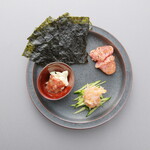 Assortment of delicacies that go well with sake