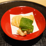 新ばし 星野 - おこぜ、万願寺唐辛子揚げ