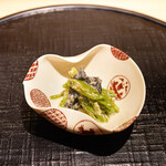 新ばし 星野 - いわたけとほうれん草の軸だけの白和え