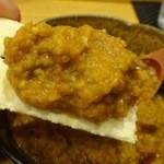 旬味ひげ - 2013.5ペースト状のひげママカレーをクラッカーにのせて洋風おつまみ