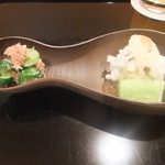 壽山 - 2013/08　鱧　土佐酢ゼリー　きゅうり梅和え　