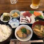 なが山 - 刺身三点盛り(定食)   1000円