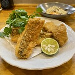 池下料理店 オオツボ - カマスのフライと豚角煮カツ