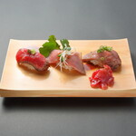 Sendai beef nigiri Sushi /Sendai beef roast beef nigiri Sushi /grilled beef tongue nigiri Sushi (consistent) 400 yen each