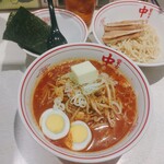 Moukotammennakamoto - 冷し味噌卵麺+野菜大盛り+チャーシュー2枚+バター+のり