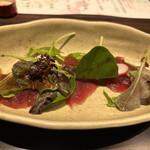 Ginza Takenoan - 【造り】初鰹のカルパッチョ～自家製山葵バルサミコソースで～
