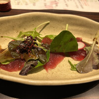 銀座 竹の庵 5丁目本店 - 【造り】初鰹のカルパッチョ～自家製山葵バルサミコソースで～