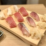 鮮魚 天ぷら すしつま - 本日の握り寿司三種
