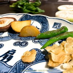 人形町今半 - 青唐，しいたけ（能登っこ）など追加焼き野菜