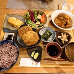 cafe 木蓮 - 角煮定食＋シイタケ肉詰め単品＋雑穀ライス大盛  @1,930円