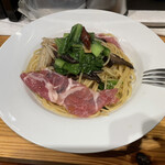 麹 ナチュラルワインとパスタ - 小松菜が旬季節のパスタ