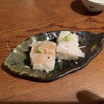 Gyosai Diya Tahei - クエの押し寿司　ヒラメの押し寿司とはまた違う味香り､飲み込む瞬間、喉の奥で味わう