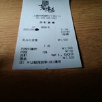 天ぷら　若杉 - レシート。