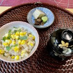 Kaiseki Kameyama - 羽釜炊きごはん   とうもろこし炊き込み、赤出汁