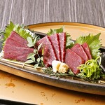 Assortment of 3 types of whale sashimi