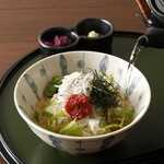 Ochazuke（boiled rice with tea）of kettle-fried whitebait and Nanko plum