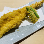 海鮮寿司居酒屋 すししもず - 穴子の天ぷら。