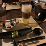 Kisai Kagari - 胡麻豆腐　焼き物　不味くないけど全く美味くない。料理長､一回たへいで食べてみてほしい。