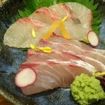 旬味ひげ - 2013.8しまあじと鯛を盛り合わせ