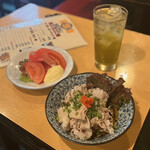 Yamaga Shiten - 豚ポン酢、冷やしトマト、緑茶ハイ