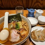 Menya Hidamari - 味玉和塩らぁ麺と谷中餃子（3個）