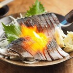 Grilled mackerel sashimi