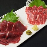 Assortment of two types of luxury horse sashimi