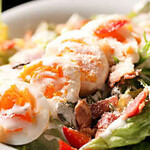 Hot spring egg caesar salad