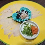 旬魚 たつみ - オコゼの薄造り