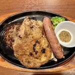 ステーキのどん - 日替わりランチ　ハンバーグとチキンとソーセージ　チキン増量