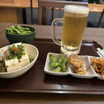 Shoufukuan - 枝豆¥320 じゃこ葱豆腐¥410 平日限定ビールセット¥790