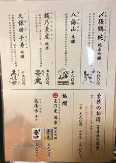 h Mendokoro Oogi - ドリンクメニュー2 日本酒