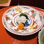 かねき - 鱧ちり焼き、おかひじき