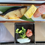 百名伽藍 - 銀鱈の西京焼き 出汁巻き玉子 アグー豚のソーセージ