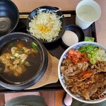 Nikumaru Shouten - 肉丸牛カルビ丼セット中 ごはん大盛