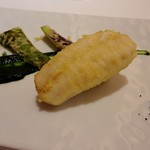 デフィ・ジョルジュマルソー - 唐津産　活け締め神経抜きアナゴのフリット　ほうれん草のピュレ