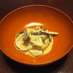 丸太町十二段家 - どんこ(椎茸)と胡瓜の胡麻和え。