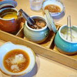Agetate Tempura Yoshihei - 2022年6月　漬物セットと天ぷら用のおろしポン酢