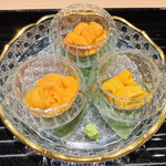 蓬左茶寮 - 雲丹の食べ比べ3種