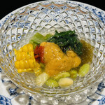 蓬左茶寮 - 雲丹と野菜コンソメジュレ
