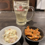 目太間 - せんべろセット
                                1杯目の角ハイボール
                                ポテトサラダ　茄子ミートソース和え