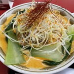 ラーメン もっけだの - 2023.7限定『冷し豆乳担々麺(食べるラー油つける)+C賞特典ネギ』の冷し豆乳担々麺