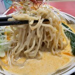 ラーメン もっけだの - 2023.7限定『冷し豆乳担々麺(食べるラー油つける)+C賞特典ネギ』の麺