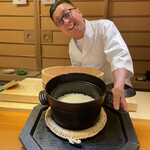 らん亭～ 美日庵 - 炊き上がりと大将満面の笑み
