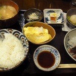 旬菜織部 - 2012.7初鰹たたき、出し巻き、エビギョーザの定食