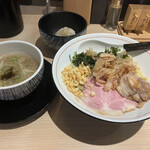 麺 鍾馗 - 背脂煮干ウイングつけ麺　1200円　コショー飯80円